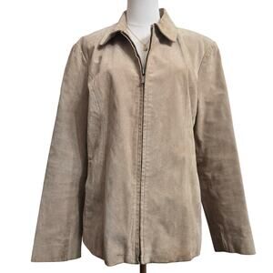 Siena Womens Vintage 90s Y2K Classic Minimalist Tan Leather Suede Jacket XL